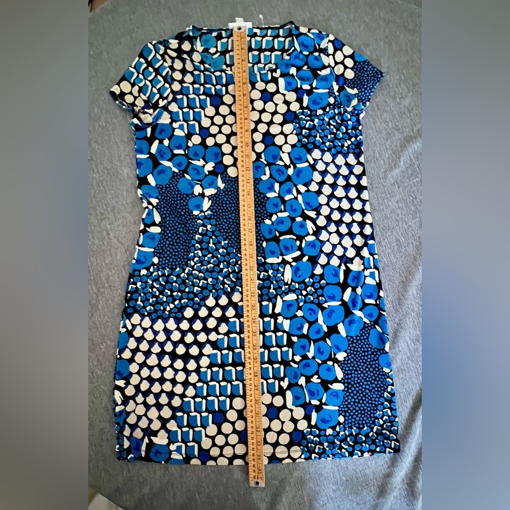CHICO’S Blue, Black & White Geometric Tunic Dress Size 1  US M  NWOT P2P: 18” - Picture 5 of 14